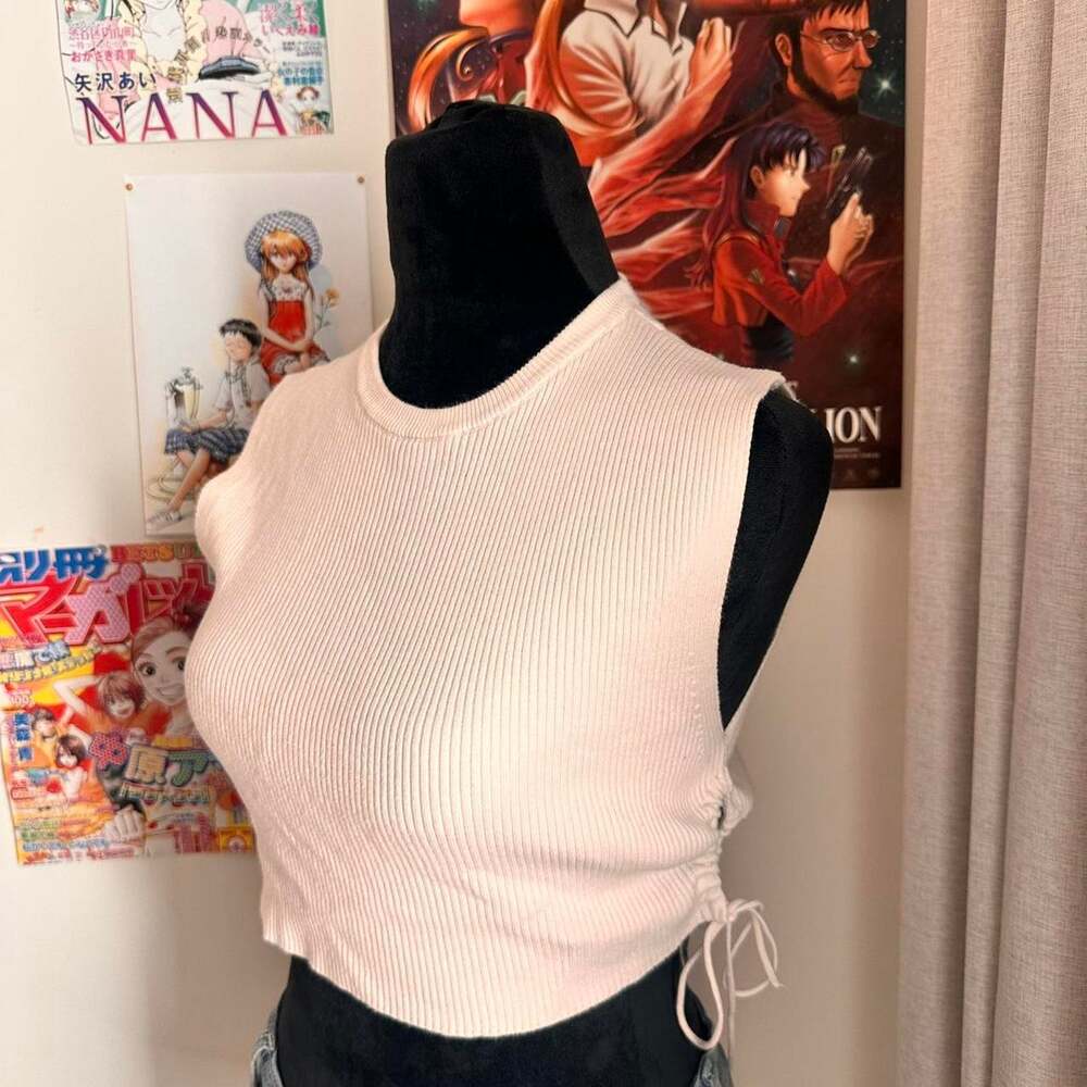 Zara white ribbed knit crop